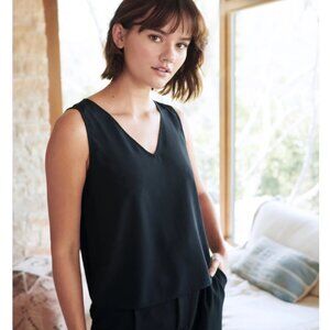 Quince Silk Stretch Black Tank